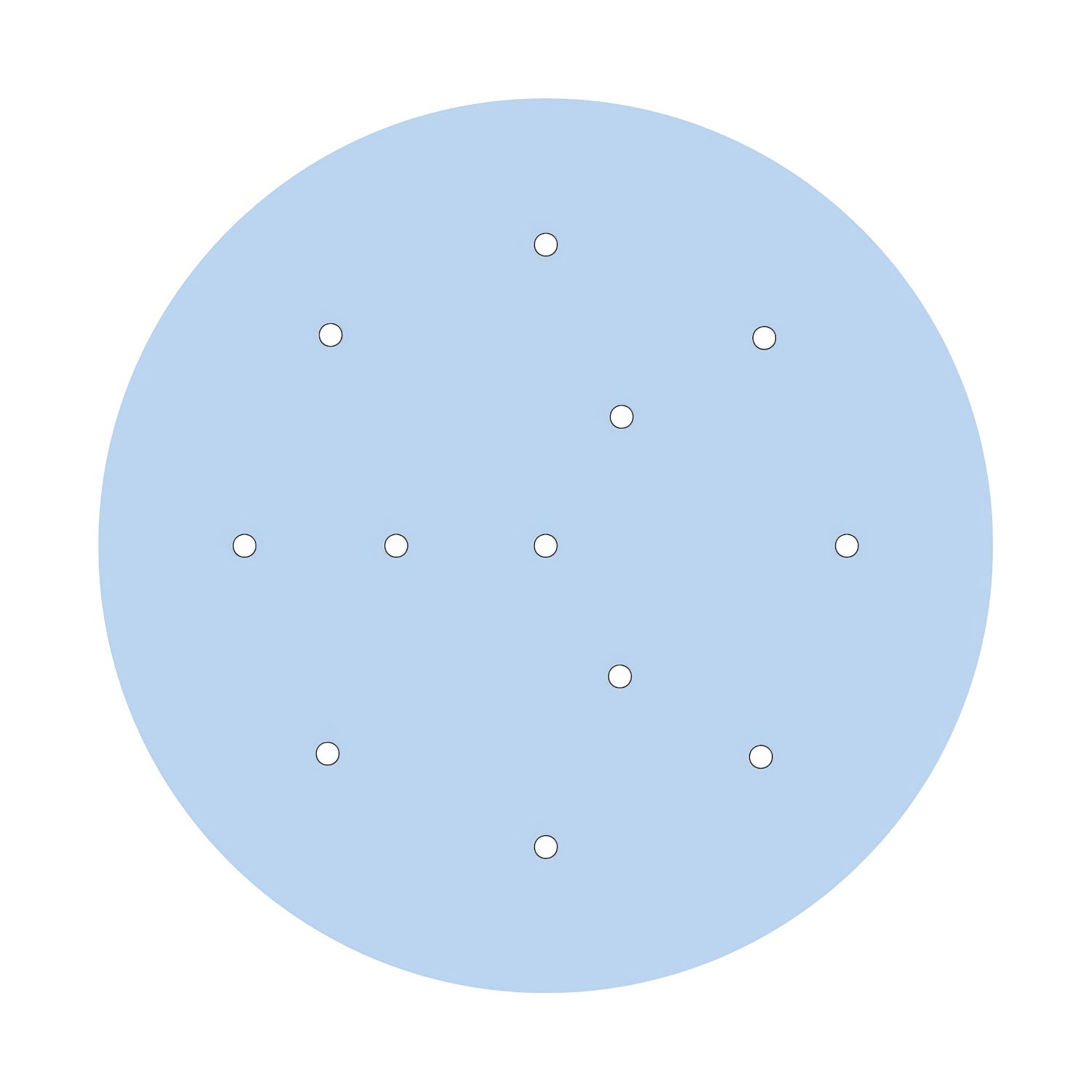 Rosone XXL Rose-One rotondo, diametro 400 mm con 12 fori e 4 fori laterali - Blu carta da zucchero Bianco