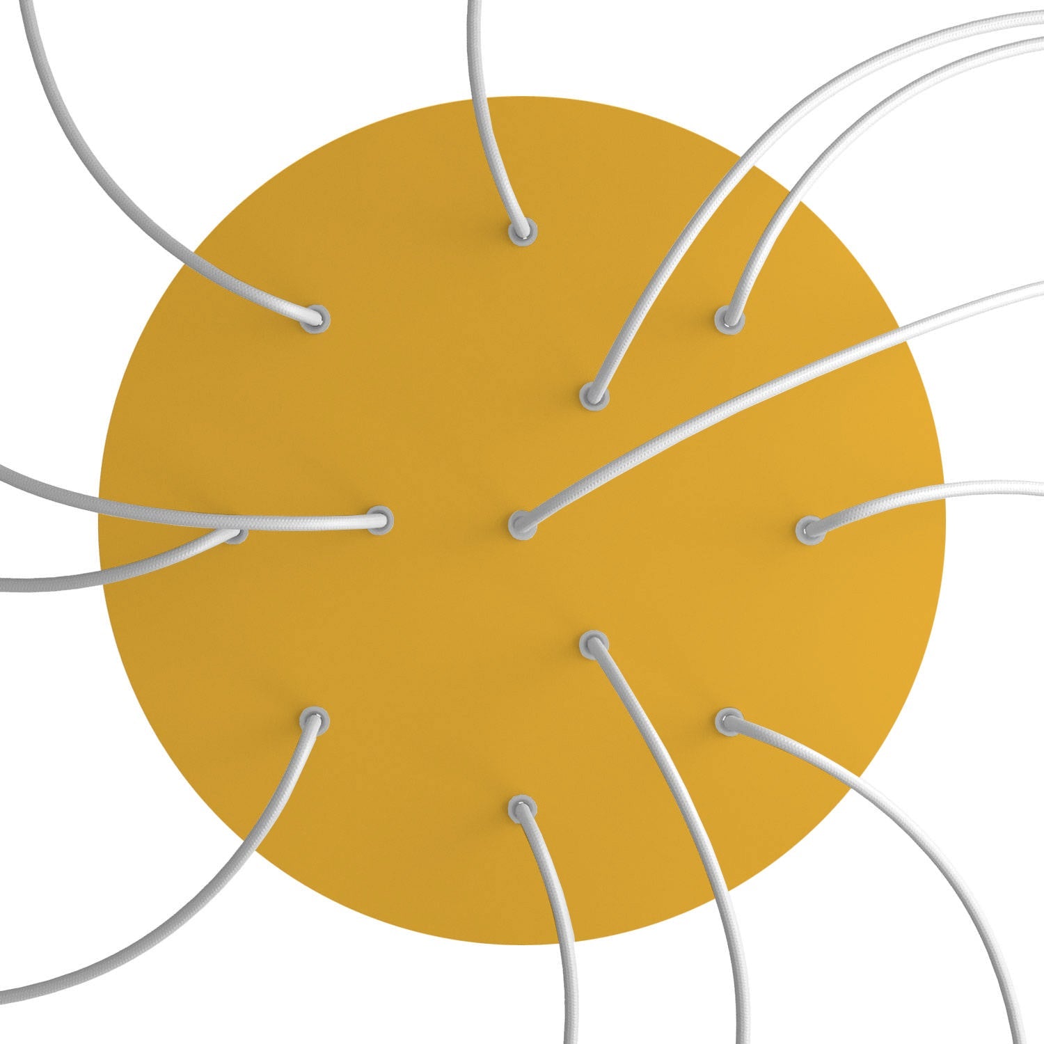 Rosone XXL Rose-One rotondo, diametro 400 mm con 12 fori e 4 fori laterali - Mostarda Bianco