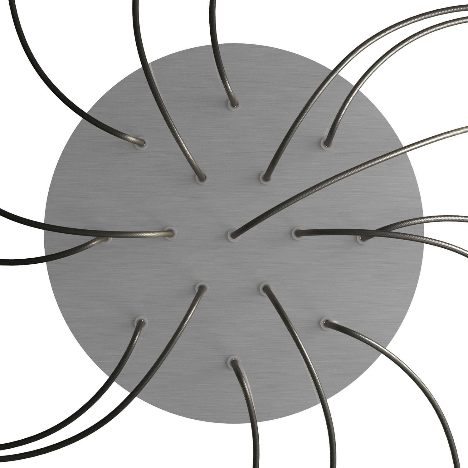 Rosone XXL Rose-One rotondo, diametro 400 mm con 15 fori e 4 fori laterali - Dibond Acciaio satinato Bianco