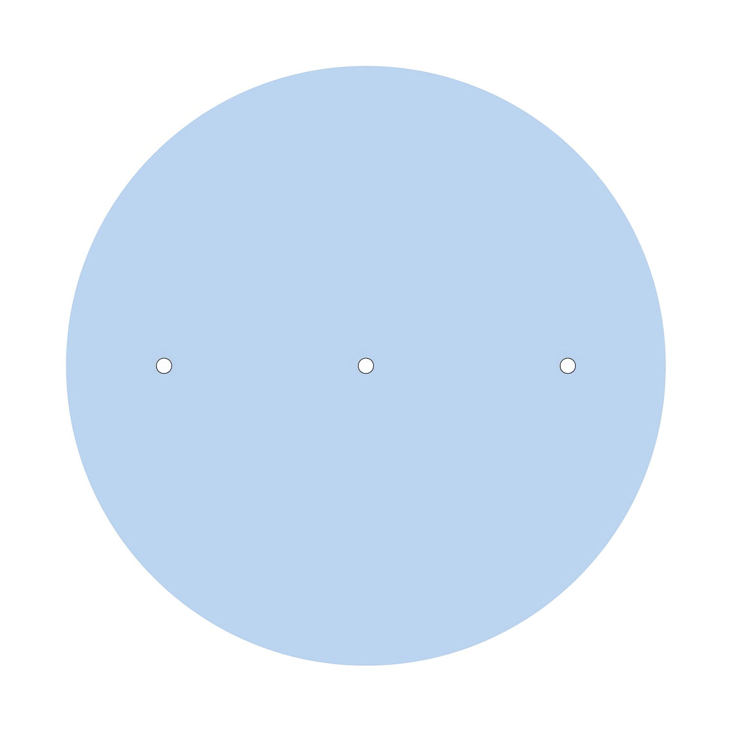 Rosone XXL Rose-One rotondo, diametro 400 mm con 3 fori in linea e 4 fori laterali - Blu carta da zucchero Bianco