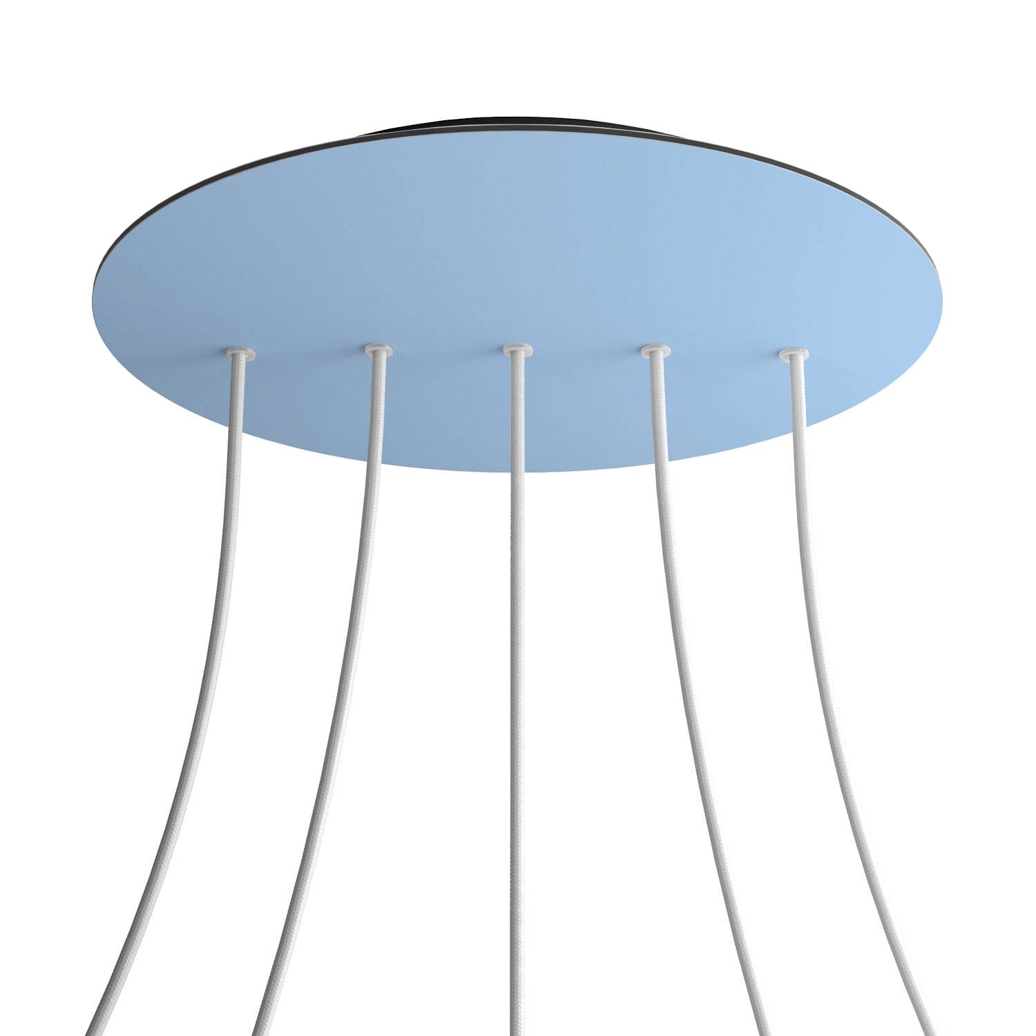 Rosone XXL Rose-One rotondo, diametro 400 mm con 5 fori in linea e 4 fori laterali - Blu carta da zucchero Nero