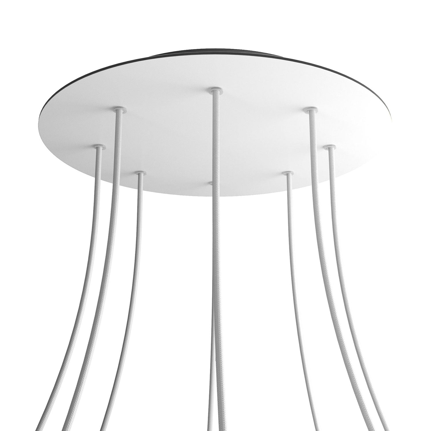 Rosone XXL Rose-One rotondo, diametro 400 mm con 8 fori e 4 fori laterali - Bianco opaco Nero