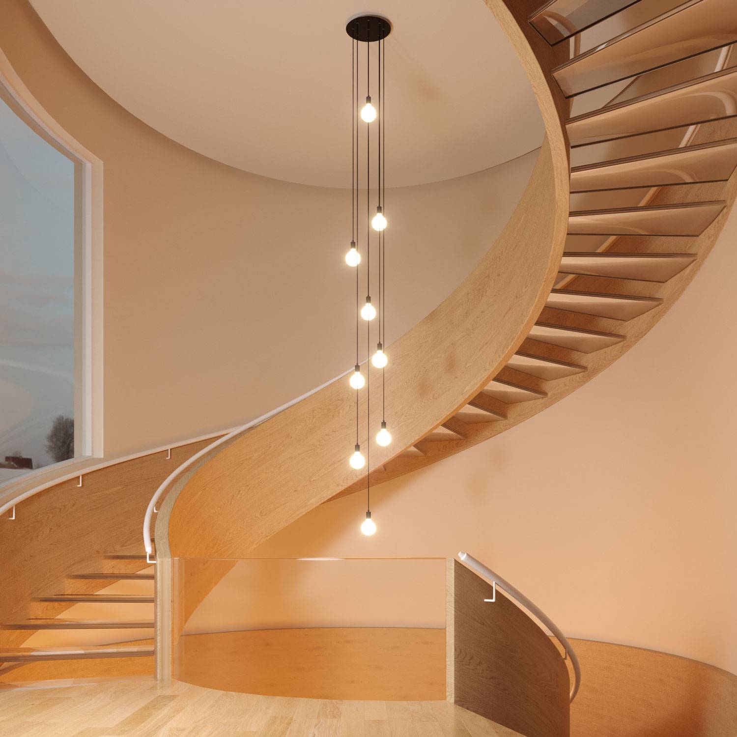 Rosone XXL Rose-One rotondo, diametro 400 mm con 9 fori e 4 fori laterali - Legno Bianco