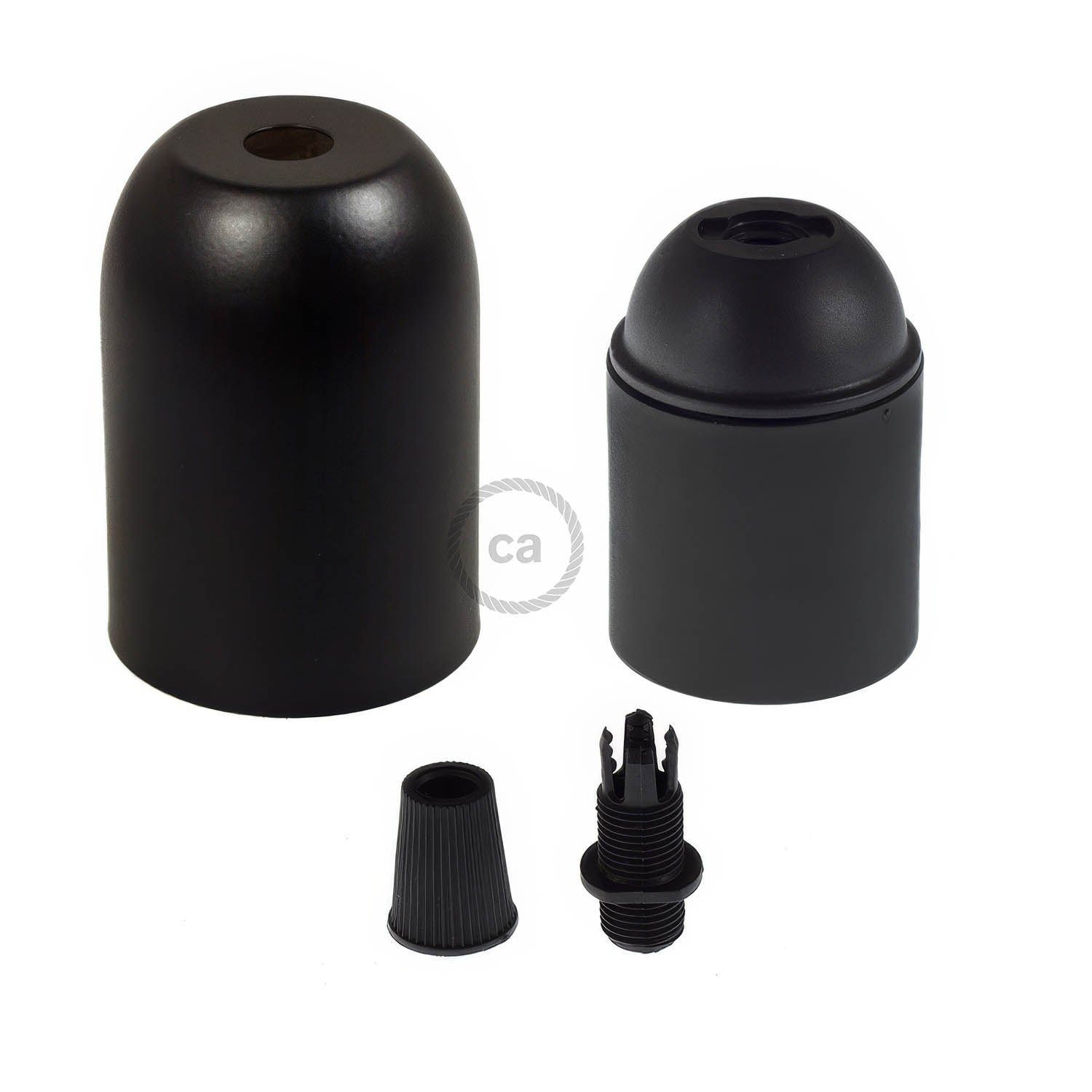 Rounded Top metal E26 light bulb socket kits - Black