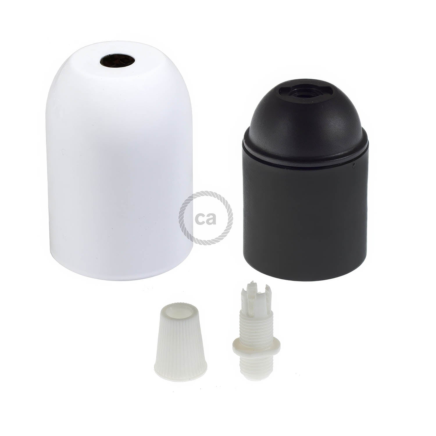 Rounded Top metal E26 light bulb socket kits - Glossy white