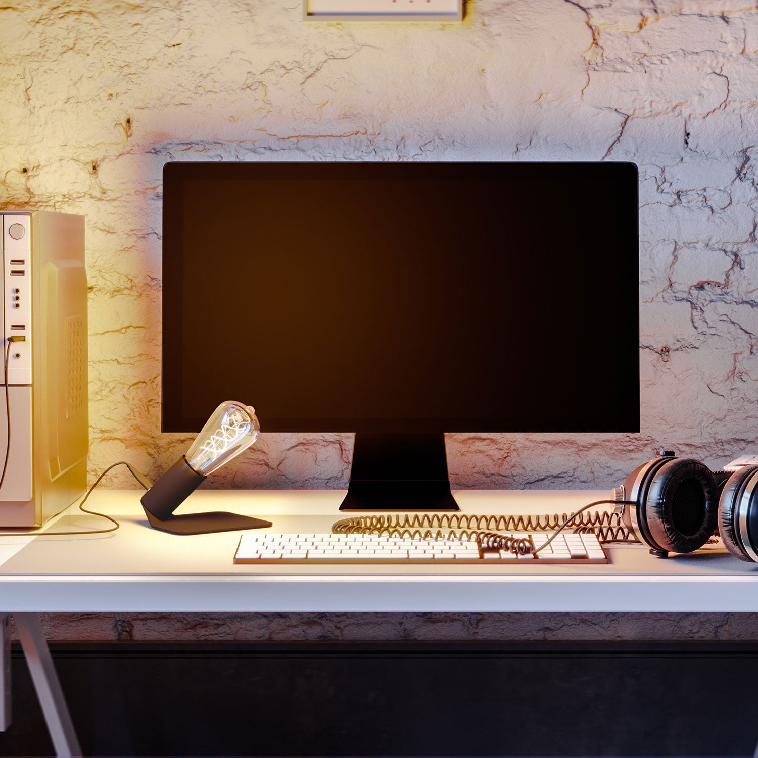 SI! Lampada da tavolo a 5V con lampadina ST64 e base metallica - Nero