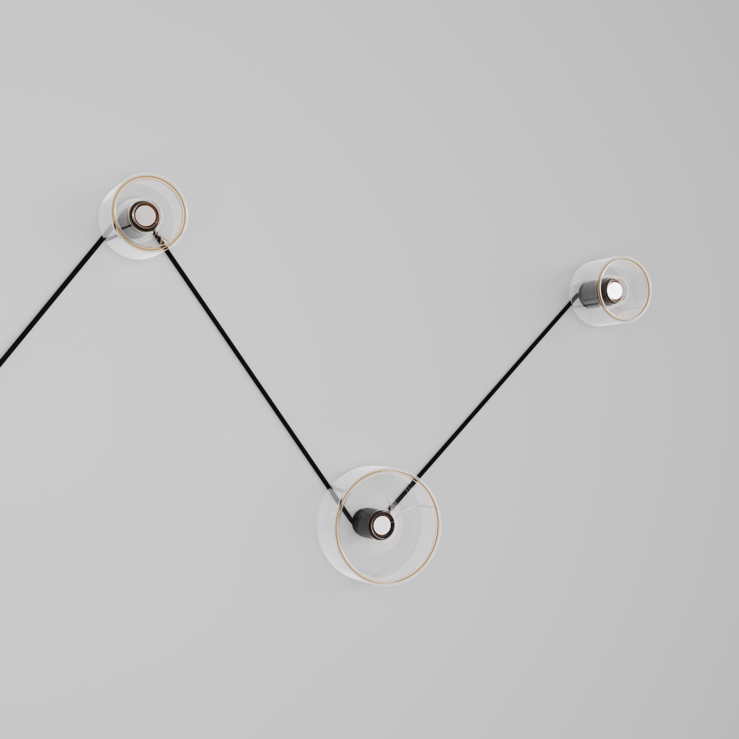 Spostaluce wall lamp with 3 Ghost bulbs and black cable