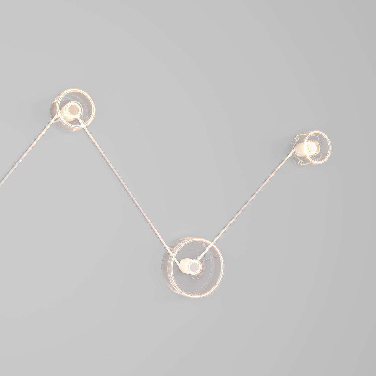 Spostaluce wall lamp with 3 Ghost bulbs and white cable - Creative Cables