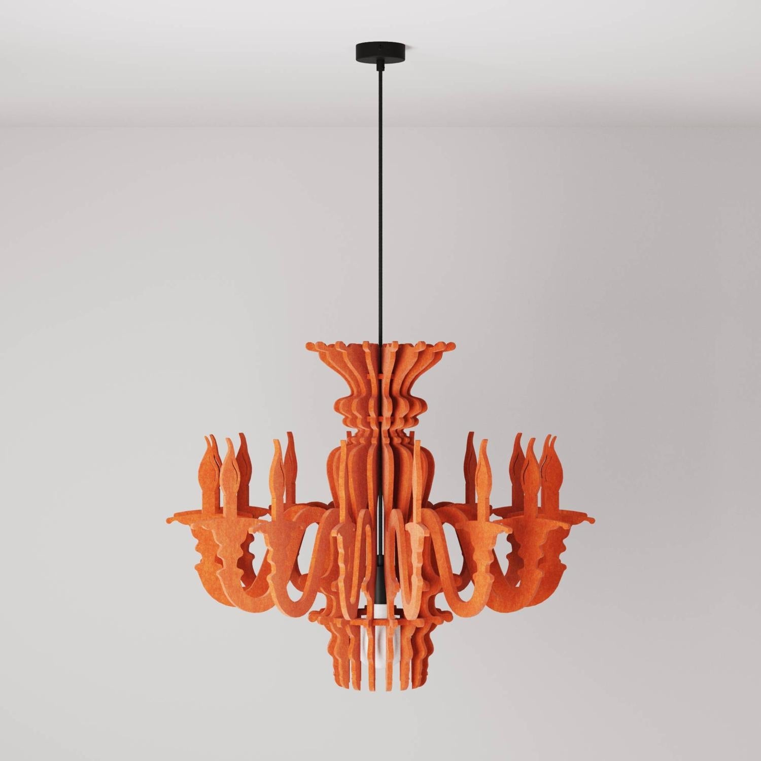 Suspension Lamp with Classic SHHANDELIER Shade Made of Sound-Absorbing Material - Orange melange