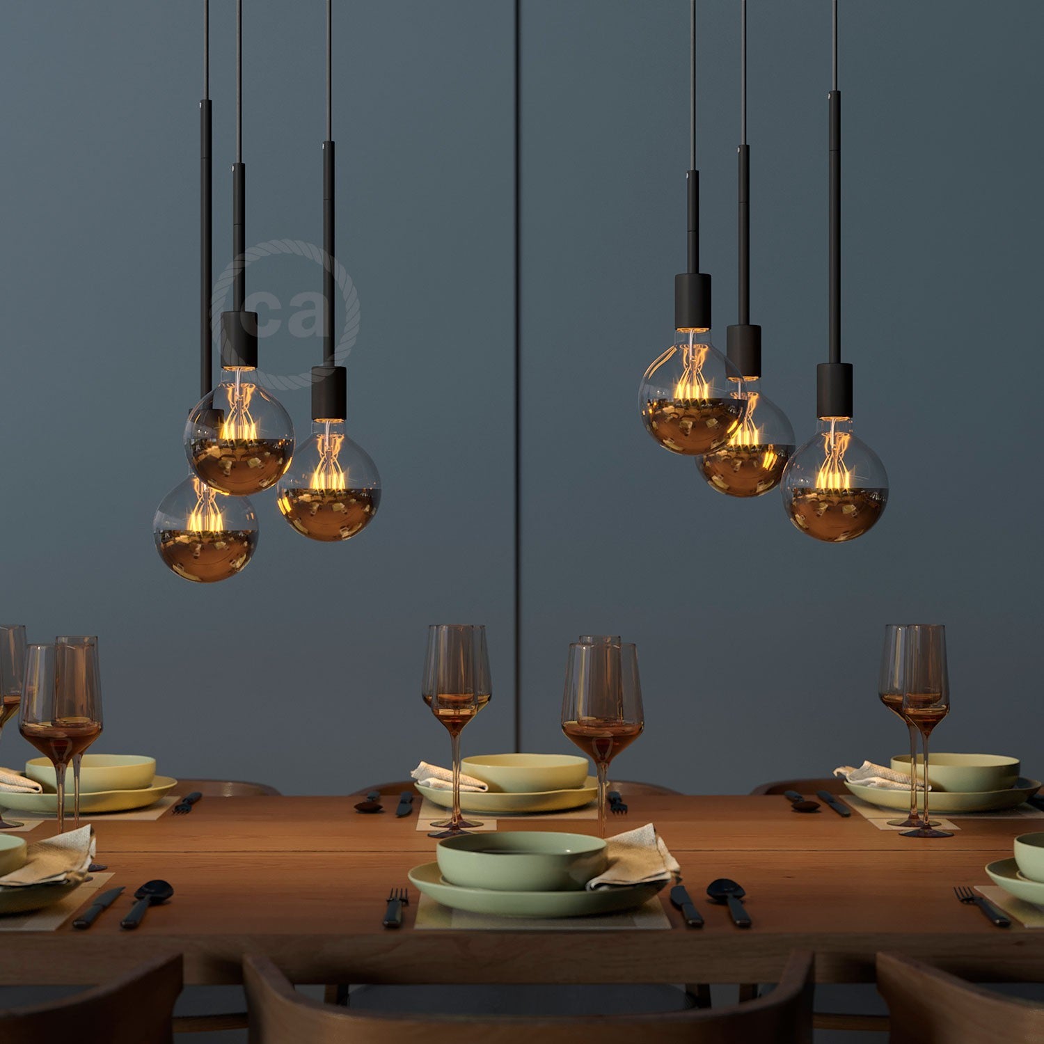 Metal extension tube for pendant or table lamps - Black