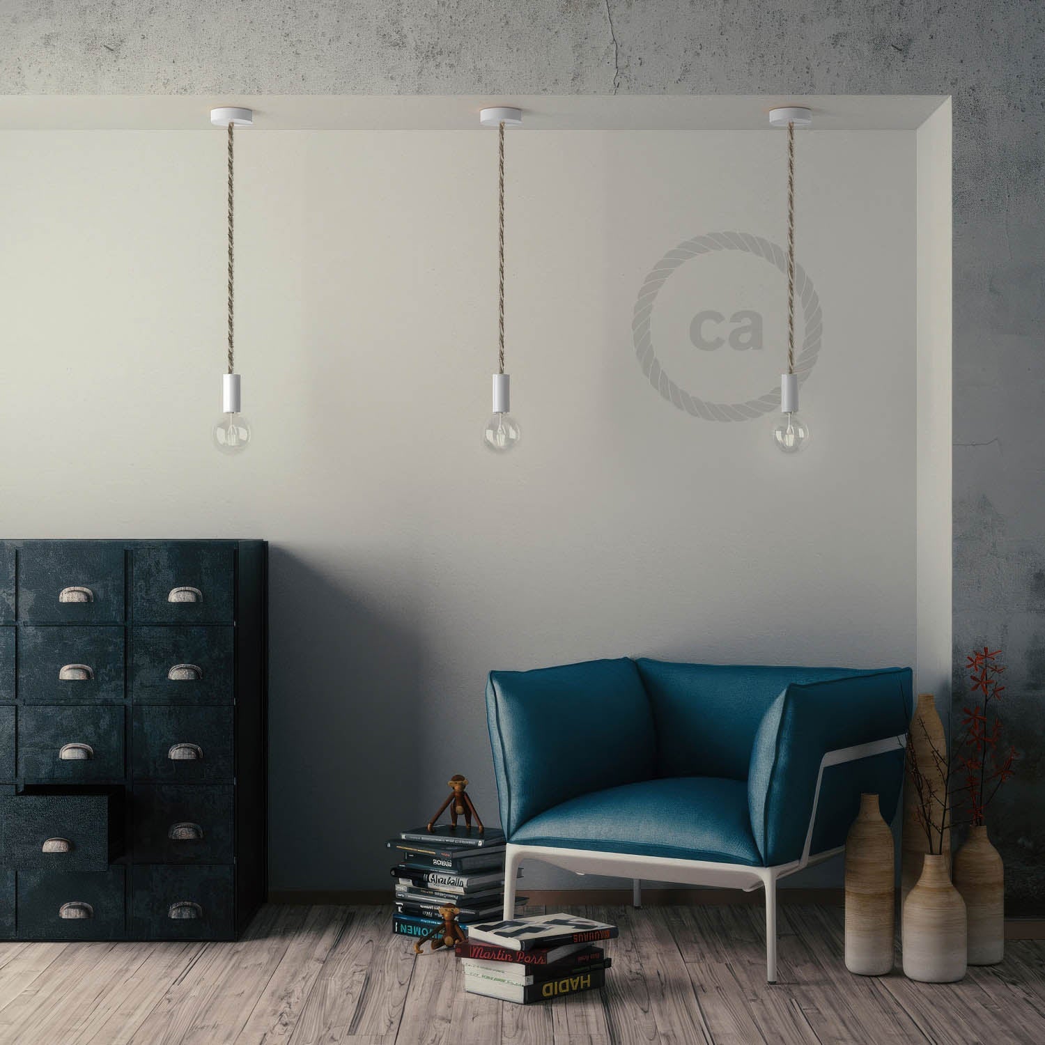 XL Wooden E26 light bulb socket kit for Rope Cables - White